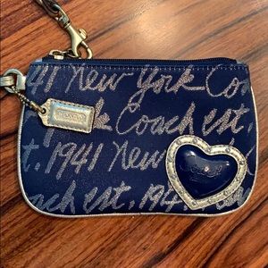 COACH New York Blue and Gold Wristlet 6-1/2"